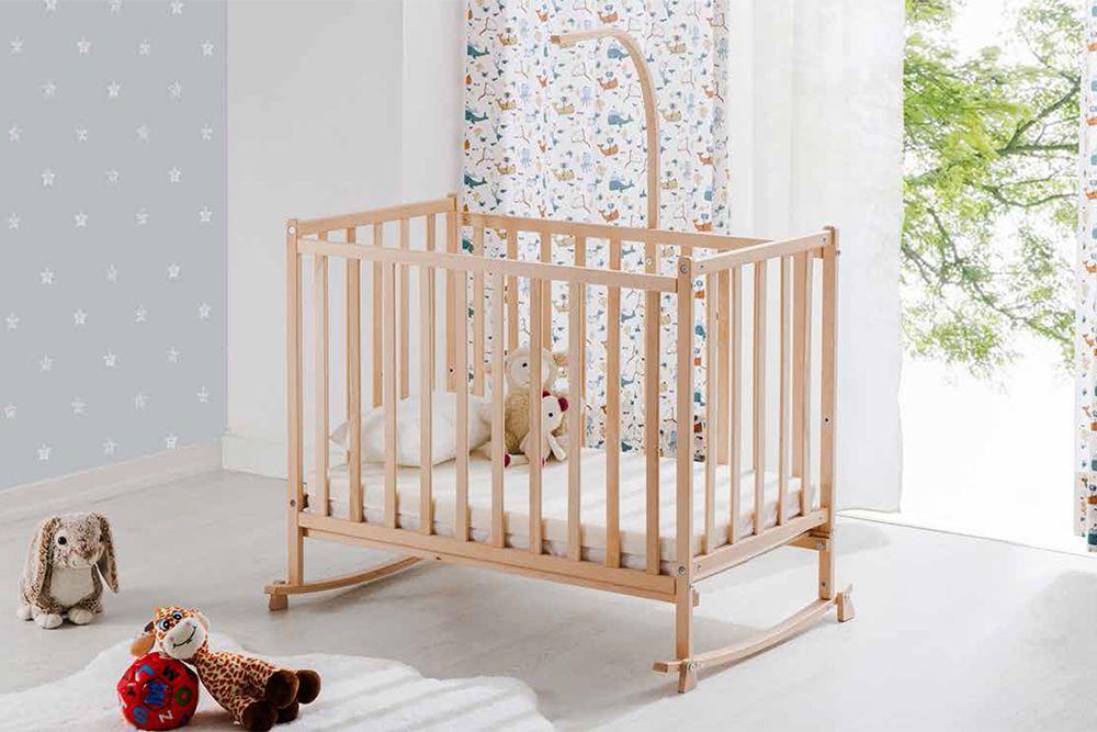 LUNA NATURAL WOODEN ROCKING FIXED STEP CRADLE